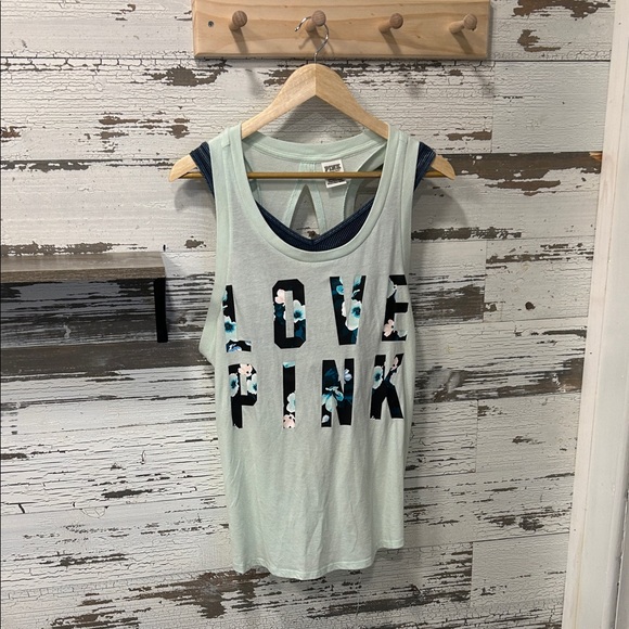 PINK Victoria's Secret Tops - PINK Victoria's Secret Love Tank Top - Light Green
